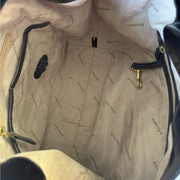 Brahmin Brown Suede Leather Hobo Shoulder Bag Gold Hardware - Picture 10 of 17